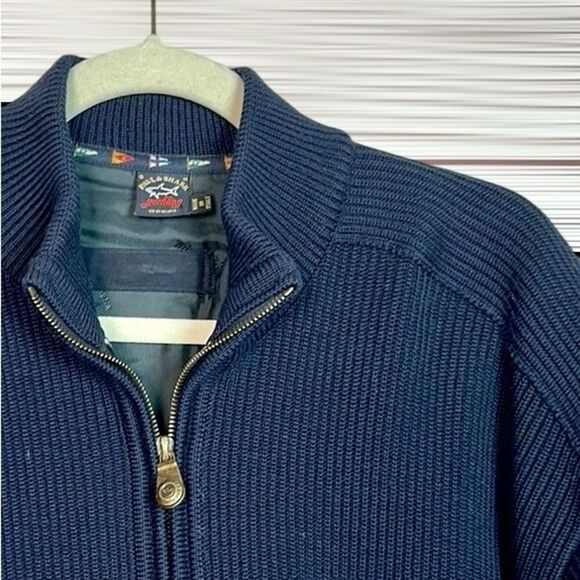 Paul & Shark Men's Navy Blue Wool Full Zip Sweater Cardigan Fully Lined Jacket M - Picture 4 of 16